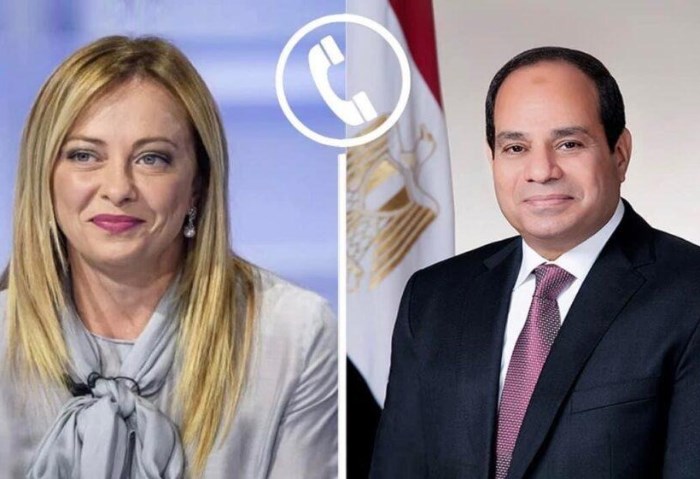اتصالا هاتفيا بين الرئيس عبد الفتاح السيسي وجورجيا ميلوني 