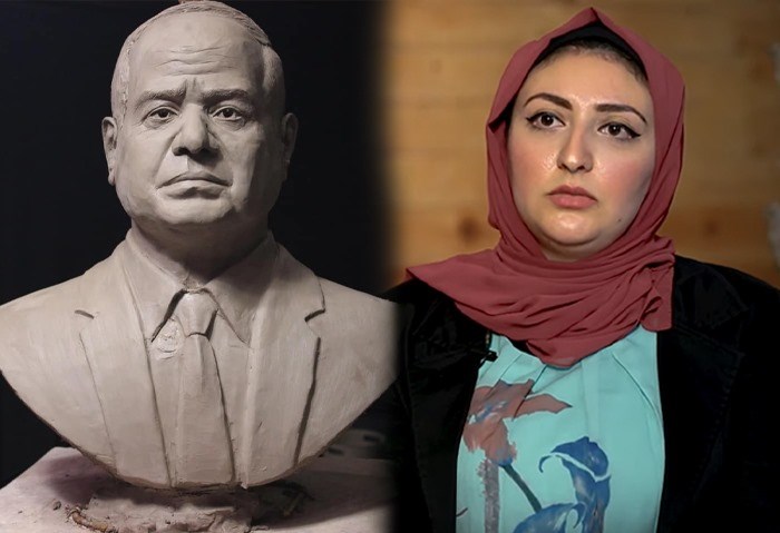 الفنانة التشكيلية نورهان ماهر وتمثال الرئيس السيسي