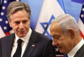 وزير الخارجية الأمريكي أنتوني بلينكين ورئيس وزراء الاحتلال الإسرائيلي بنيامين نتنياهو 
